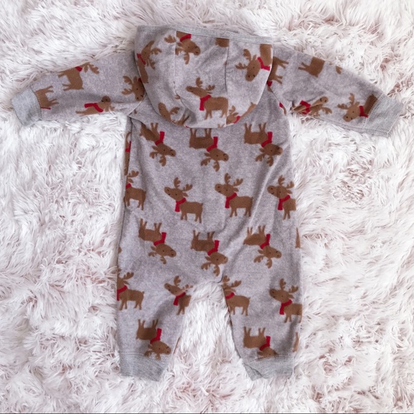 🎄🎁Holiday Fleece Hooded Moose Jumpsuit! - Picture 2 of 5